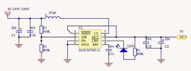 使用max1674的DC/DC電路