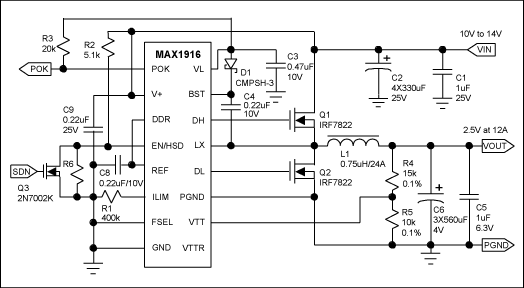 圖1. MAX1917實現(xiàn)2.5V電源輸出