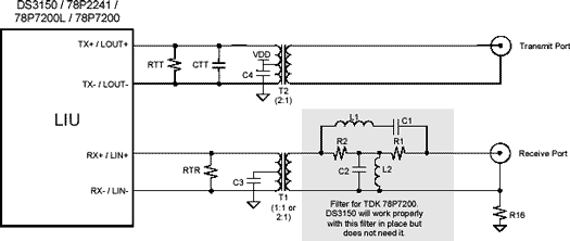 Figure 1. Line interface external components.