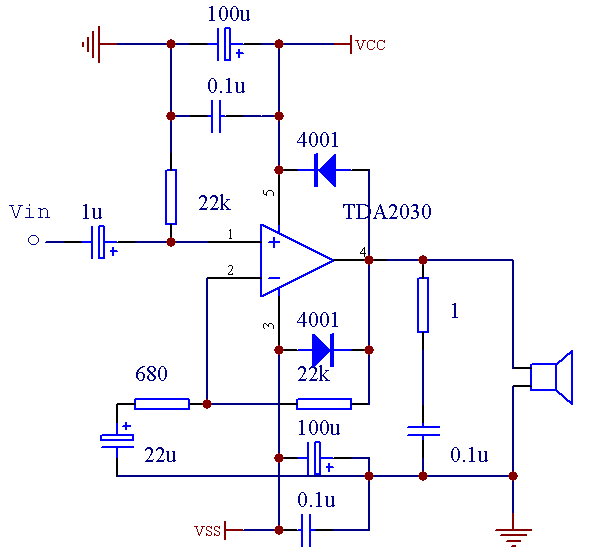 TDA2030雙電源接法