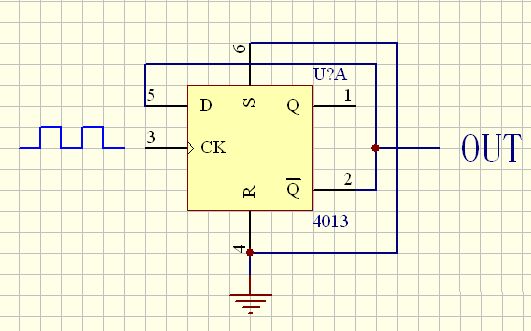 （圖）用D觸發(fā)器實現(xiàn)二分頻電路