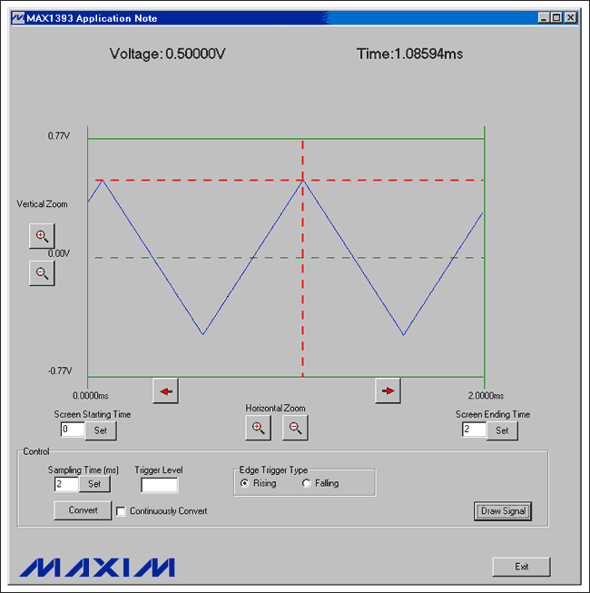 Figure 5. Time and voltage level are displayed at the top.