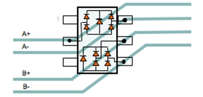 圖3：Rclamp0524S直通布線。