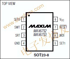 MAX6752微處理器(μP)監(jiān)控電路引腳圖 www.delux-kingway.cn