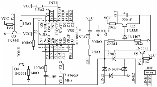 DTMF信號生成與呼叫及狀態(tài)檢測電路