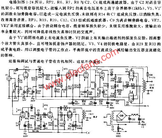 寬頻帶電子管擴音機電路原理圖  www.delux-kingway.cn