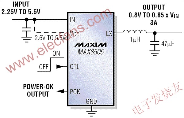 降壓型調(diào)節(jié)器MAX8505 www.delux-kingway.cn