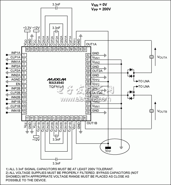 圖12。 一個典型的橋接負載（BTL）配置使用MAX4940。