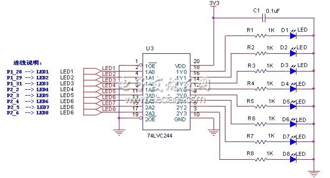 圖1 LED指示電路