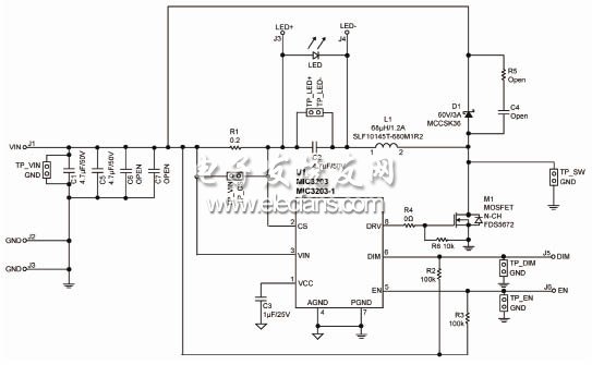 MIC3203/MIC3203-1 評估板電路圖