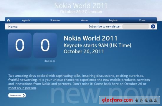 諾基亞將在2011年Nokia World諾基亞世界大會上發(fā)布與微軟合作后的首批Windows Phone手機