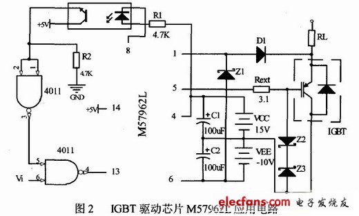 驅(qū)動(dòng)芯片M57962L應(yīng)用電路圖