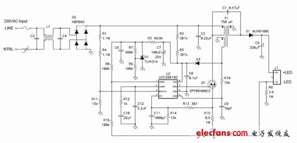 轉移模式 SEPIC 發(fā)揮了簡單 LED 驅(qū)動器的作用