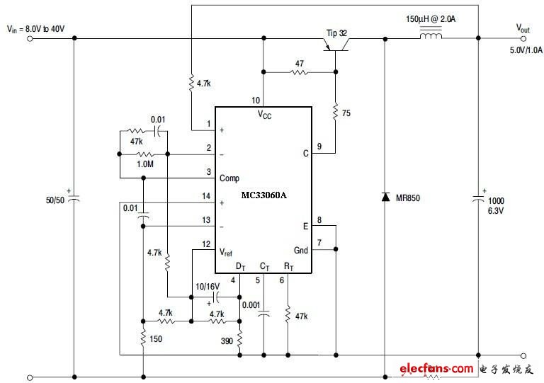 圖 4 MC33060 的降壓斬波電路