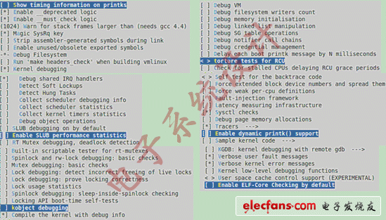 圖表 4設(shè)定Kernel hacking 中調(diào)試選項(xiàng)勾選