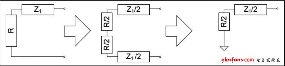 圖2 串聯(lián)電路轉換成單端等效電路。