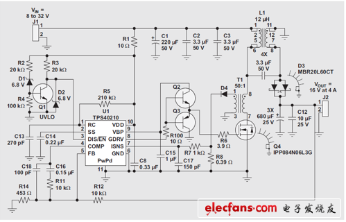 耦合電感的原型SEPIC電路(4A時(shí)16V)