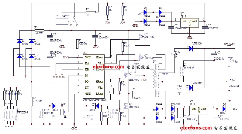 輸出1200W的開關(guān)電源電路