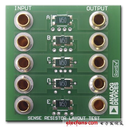 圖1. 檢測電阻布局測試PCB板。