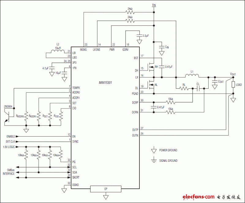 MAX15301：典型工作電路