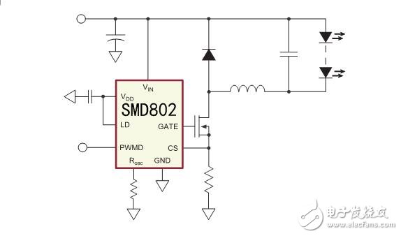 SMD802高效PWM線性恒流調(diào)光非隔離LED恒流驅(qū)動(dòng)應(yīng)用設(shè)計(jì)使用IC