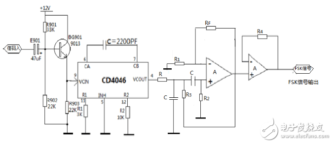 利用鎖相環(huán)芯片NE564和CD4046實(shí)現(xiàn)FSK信號的調(diào)制與解調(diào)電路的