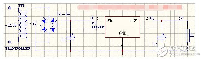 三端穩(wěn)壓器7805接線圖分析