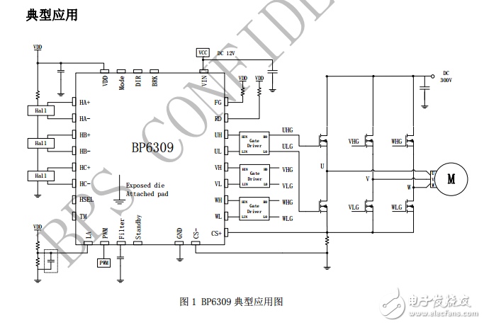 三相無刷直流電機正弦波控制芯片BP6309