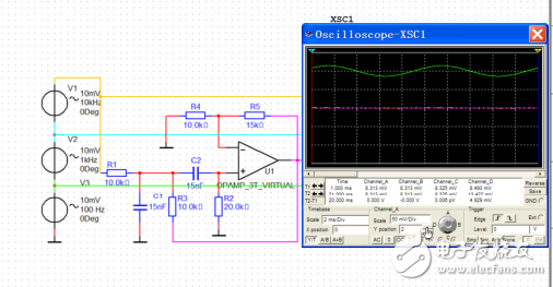 multisim虛擬儀器之四通道示波器